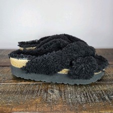 Papillio by Birkenstock Daytona Shearling Womens Size 6 Platform Sandals Black