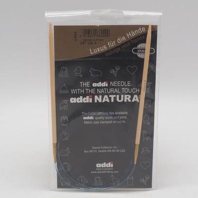 Addi Knitting Needle Circular Natura Bamboo Blue Cord 24'' US Size 6
