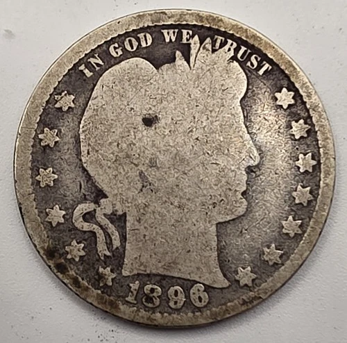 《Silver》1896  USA BARBER QUARTER -- .1808 OZ of SILVER!!!