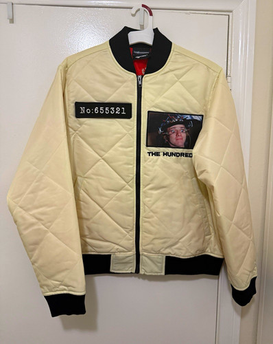 The Hundreds A Clockwork Orange Bomber Jacket Full Zip Beige/Black M 655321