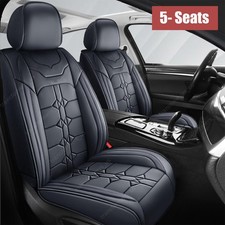 Full Set 5-seat Cover Faux Leather Protector Black For 2009-23 Ford F-150 Black