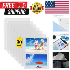 30 Pack Heavy Duty Photos or Postcards Page Protectors, Plastic Clear Photo H...
