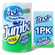 Task Kitchen Towel Paper Rolls White 200 Sheets 2Ply Embossed Hand Tissue Wipes