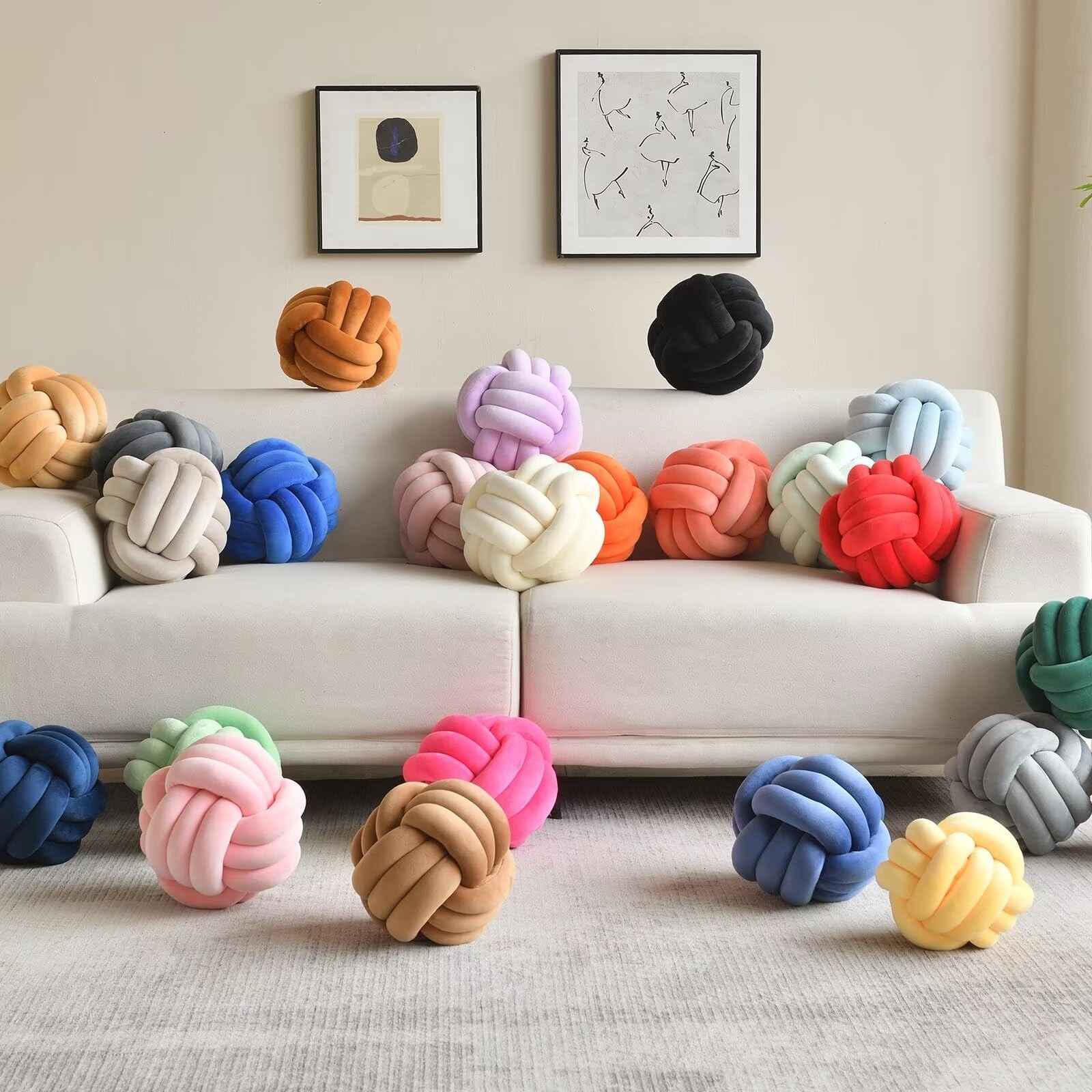 Decorative Throw Knot Pillow for Home Chair Sofa Couch Bed Aesthetic Round Ve...