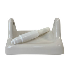 Vintage White Ceramic Tile TP Holder Toilet Paper Porcelain Mid Century Modern