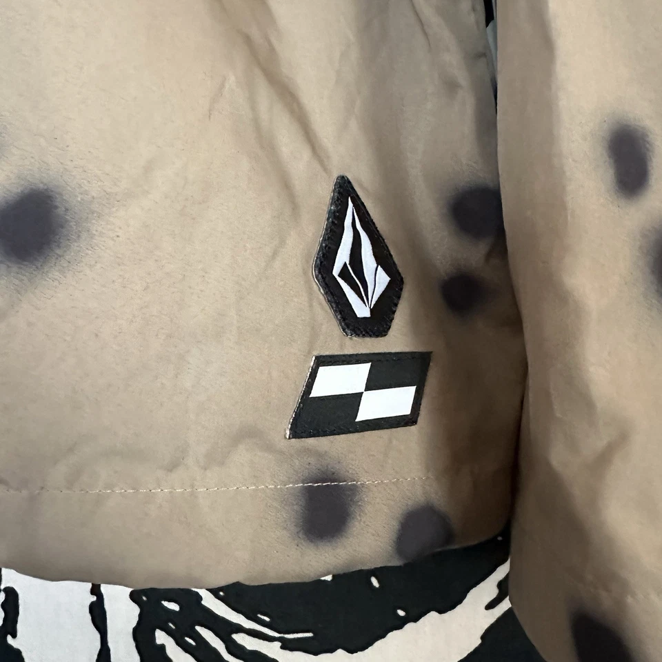RARE Volcom x Peter Schroff Windbreaker Jacket Coat Khaki Black Surf Skate M - Image 2 of 4