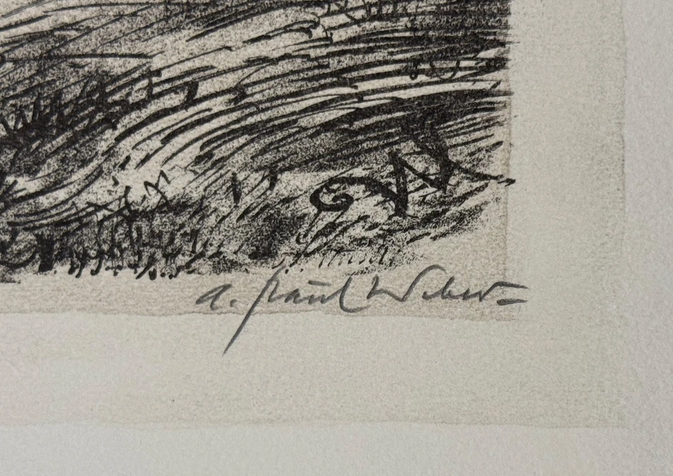 A. Paul Weber, Wir sind übern Berg, Lithographie, 1975, handsigniert - Bild 4 von 4