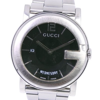 GUCCI G Chrono Collection Watches 101M Day date blackDial Stainless Steel 