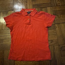 Vintage Burberry Golf Red Short Sleeve Polo Shirt S Womens Classic