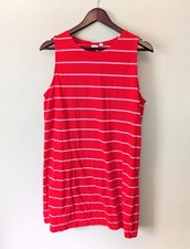 Gap 100% Cotton Sleeveless Red Striped Tank Dress Size Large