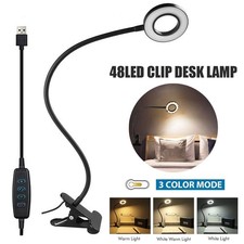 USB Clip On Desk Lamp Flexible Clamp Reading Light LED Bed Table Bedside Night