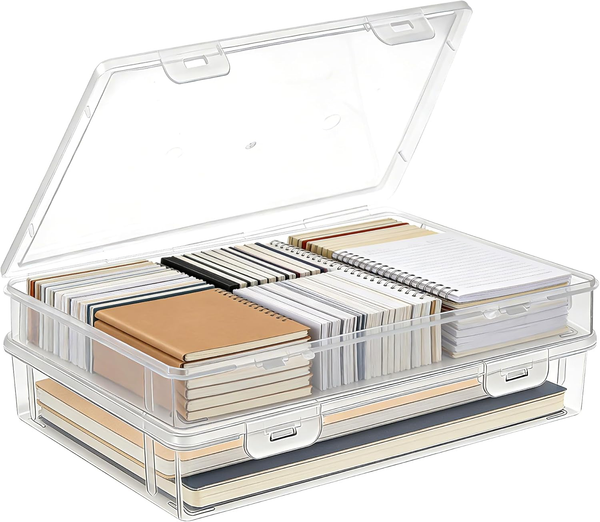 2 StüCk A4 Aufbewahrungsboxen, Transparente Kunststoff-Organizer Mit Verriegelba-image