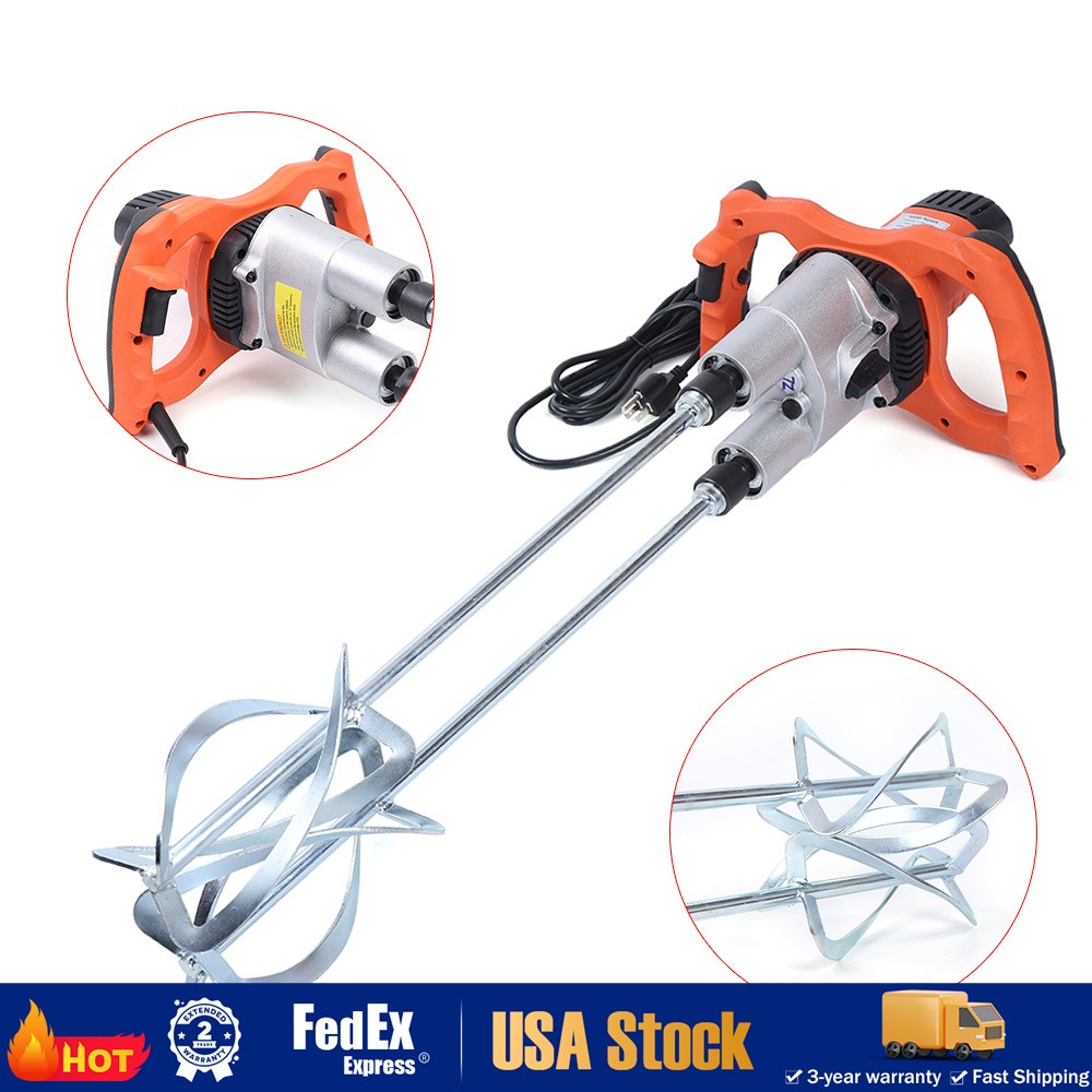 1800W Electric Mortar Mixer Double Paddle 2 Speed Cement Grout Concrete Mixer