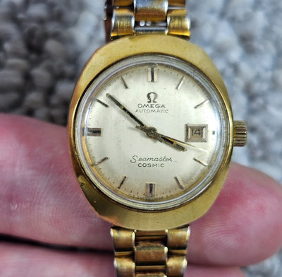 Omega Seamaster Cosmic 566018 Tool 102 Champagne Automatic Ladies Watch Runs