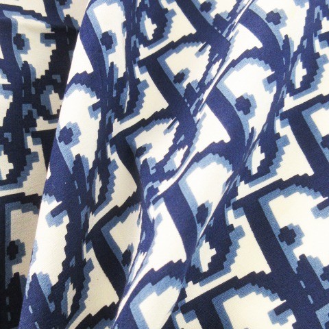 Christian Dior Scarf Square Trotter Logo Pattern Navy Women's Authentic thumbnail 3