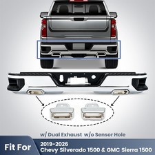 Chrome Rear Bumper Assembly For 2019-2026 Chevy Silverado 1500 Wo Sensor Holes