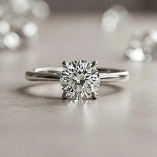 Certified White Diamond 3.00Cts Round Shape Ring In 925 Silver - Tariffs Free
