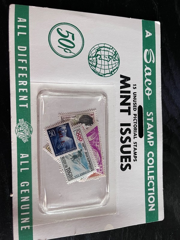 Vintage sealed package Saco stamp collection USA and European set