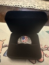 Sterling Silver 925 American Flag Ring 