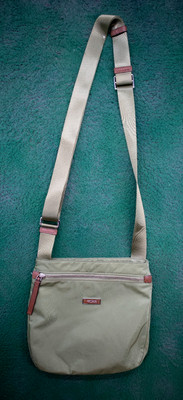 Tumi Capri Green Cross Body Bag/Adjustable Strap/ Nylon/ Leather