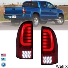 LED Red Lens Tube Tail Lights For 2005-2015 Toyota Tacoma Rear Brake Lamps