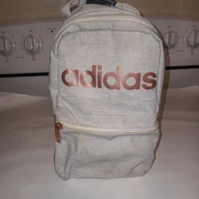 Adias Mini Bookbag Style Purse/Bag Or Lunchbox Insulated Gray with Gold Hardware