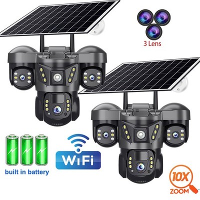 NEW Solar Battery Wireless WiFi Outdoor Pan/Tilt Home Security Camera System US