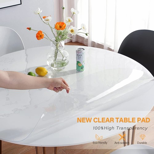 32 Inch Round Plastic Tablecloth Protector Coffee Table Cover Round Glass Tab... - 第 3/7 張圖片