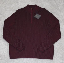Scott Barber 1/4 ZIP Sweater Size L LARGE - BURGUNDY - NWT - $220 MSRP