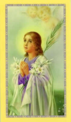 St. Maria Goretti - Relic Laminated Holy Card - Blessed by Pope Francis 