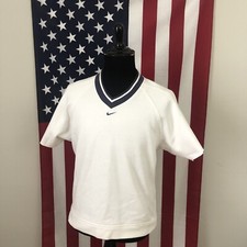 vtg Nike Mid Check Center Swoosh V-Neck Sweatshirt men's MEDIUM / L loose D330 p