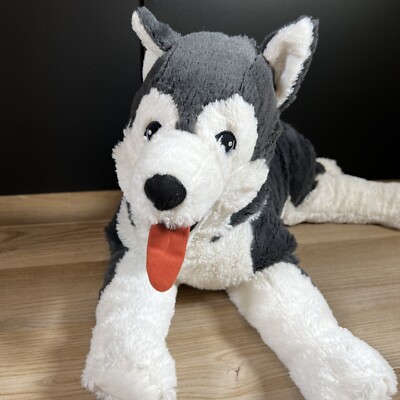 IKEA Livlig Husky Dog Plush Wolf 22” Stuffed Animal Toy Gray White