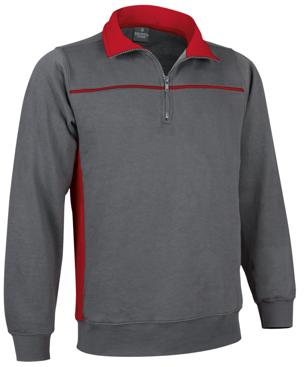 SWEAT DE TRAVAIL HOMME MANCHES LONGUES THUNDER GRIS ROUGE EN S M L XL
