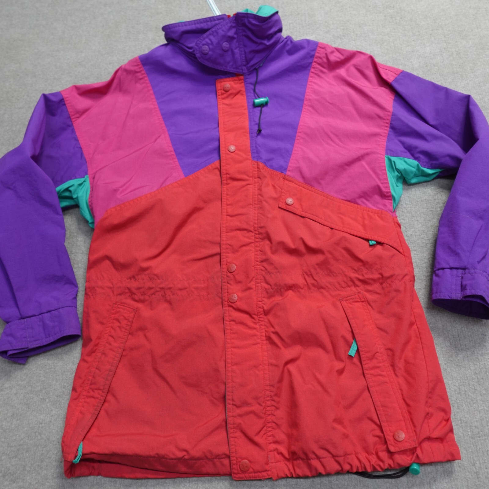 Vintage Helly Hansen Jacket Small Red Purple Teal… - image 1