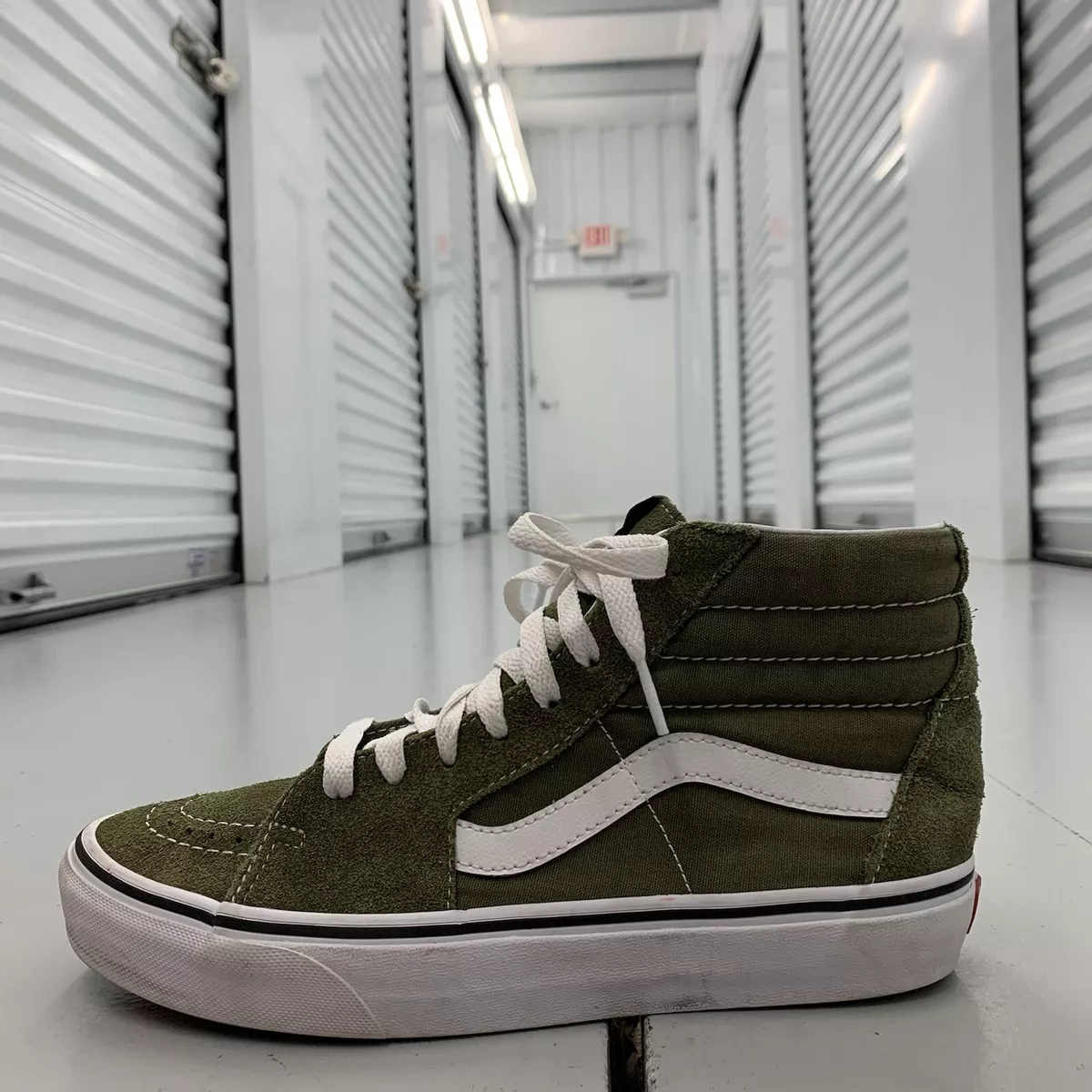 Vans Off Wall Lace Up Old Skool Olive Green Shoes Mens US Sz | eBay