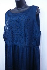 Navy Blue 20W Dress Plus Sleeveless Mossimo Satin Lace Black Underlay Party NWOT