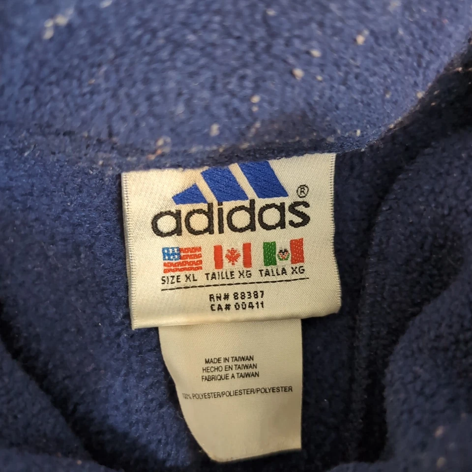 Chaqueta polar vintage Adidas 1/2 cremallera para hombre 2XL 90s etiqueta bandera azul marino logotipo central Foto 2 de 4