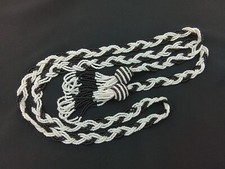 50" BLACK  WHITE BRAIDED BEAD STRUNG HIPPY WAIST BELT VINTAGE HOBO 1960s ERA