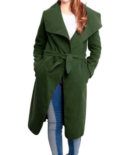 Italian Ladies Belted Duster Jacker Drape Trench Womens Tunic Long Coat Girls UK - Bild 18 von 37