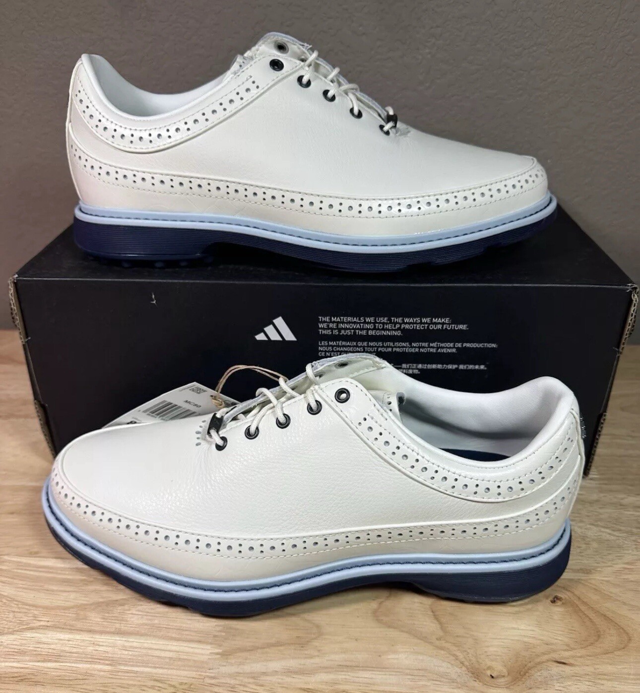 Id4749 Off White/collegiate Navy/wonder Blue Men's New