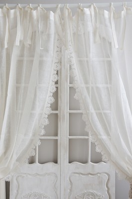 Gardine Set Schleifengardine Vorhang Volant Schal Landhaus Shabby Chic Brocante Ebay