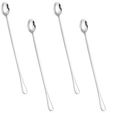 4 Pcs Long Handle Mixing Spoons 12 Inch Stainless Steel Iced Tea Spoons