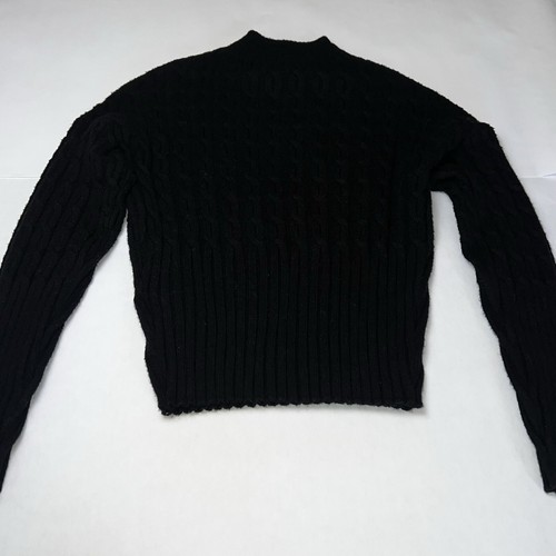 JASON WU Cable Knit Rib Hem & Cuffs Pullover Sweater Black JW453000 Small NWT - Picture 7 of 10