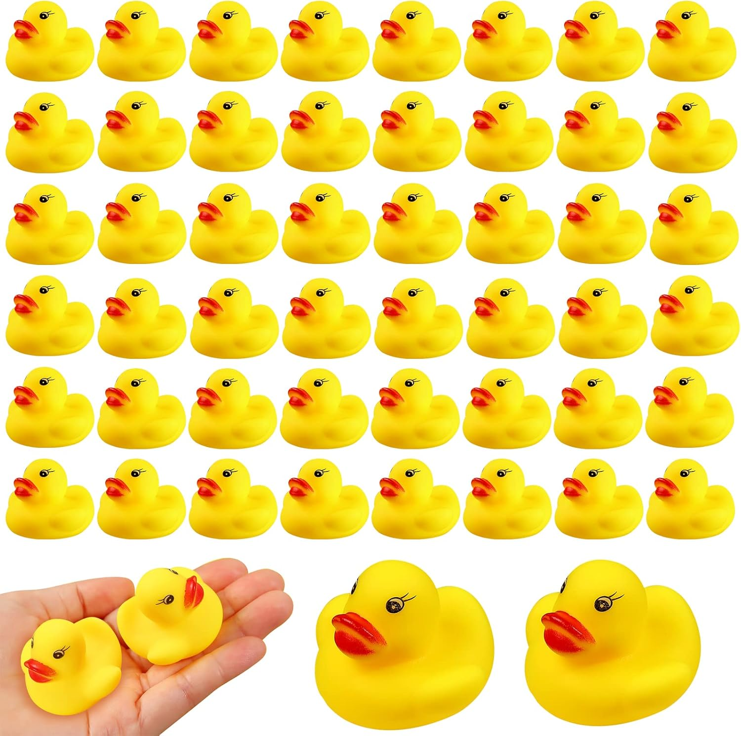 50PCS Mini Rubber Duck Bath Toys for Kids Baby Shower Decorations