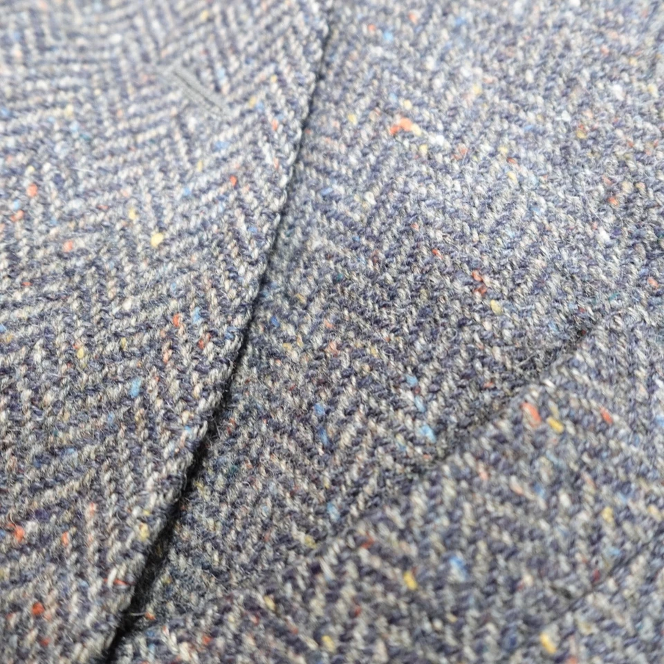 Magee Sport Coat 40L Blue Herringbone Wool Donegal Speckled Tweed Ireland - Image 3 of 4