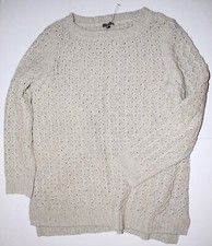 T by Talbots Petites Pullover Sweater Large LP Gray Ripple Cable NWOT FreeSH