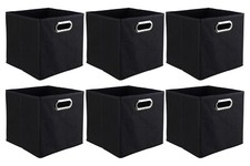 casa NOVA ENNI Aufbewahrungsboxen 6er Set Regalkörbe Boxen Kiste Vlies Schwarz
