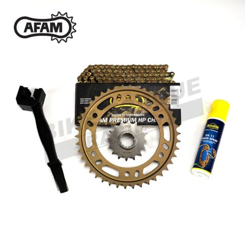 AFAM Gold Chain & Sprocket Kit (Alloy Rear) fits Honda CR125R V 1997 + Fit Kit - Photo 1/2