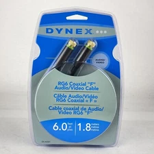 DYNEX DX-AV081 6’ Coaxial Audio/Video Cable Gold Plated “F” Jacks Dual Shielding