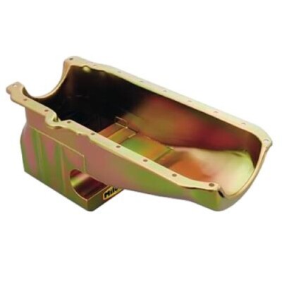 Milodon 31062 Oil Pan Steel Gold Iridite 6 qt. For 1986-1993 Chevrolet 5.0 5.7L